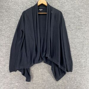 Express Cardigan Women M Medium Black Open Front Long Sleeve Cotton Knit Casual